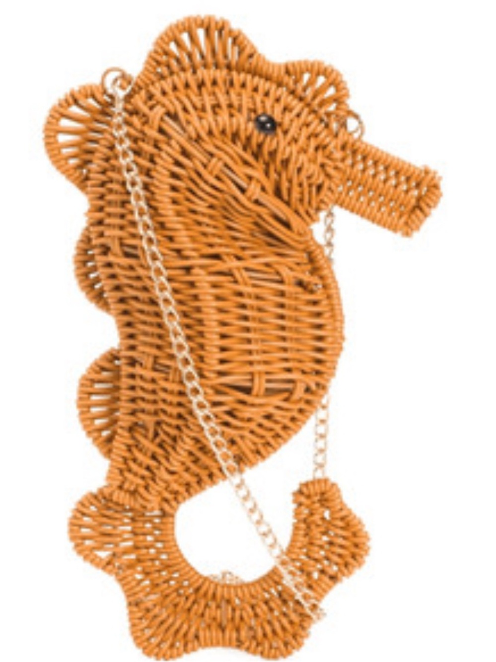 NWT- VIRAL TOMMY BAHAMA SEAHORSE WOVEN WICKER BAG WITH GOLD CROSSBODY CHAIN